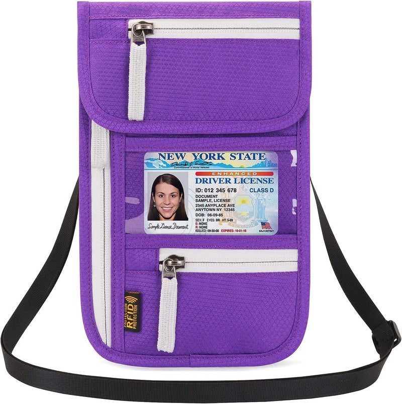 Arouselove Neck Wallet Lightweight RFID Blocking Waterproof Travel Pouch for Women Men - Image 1